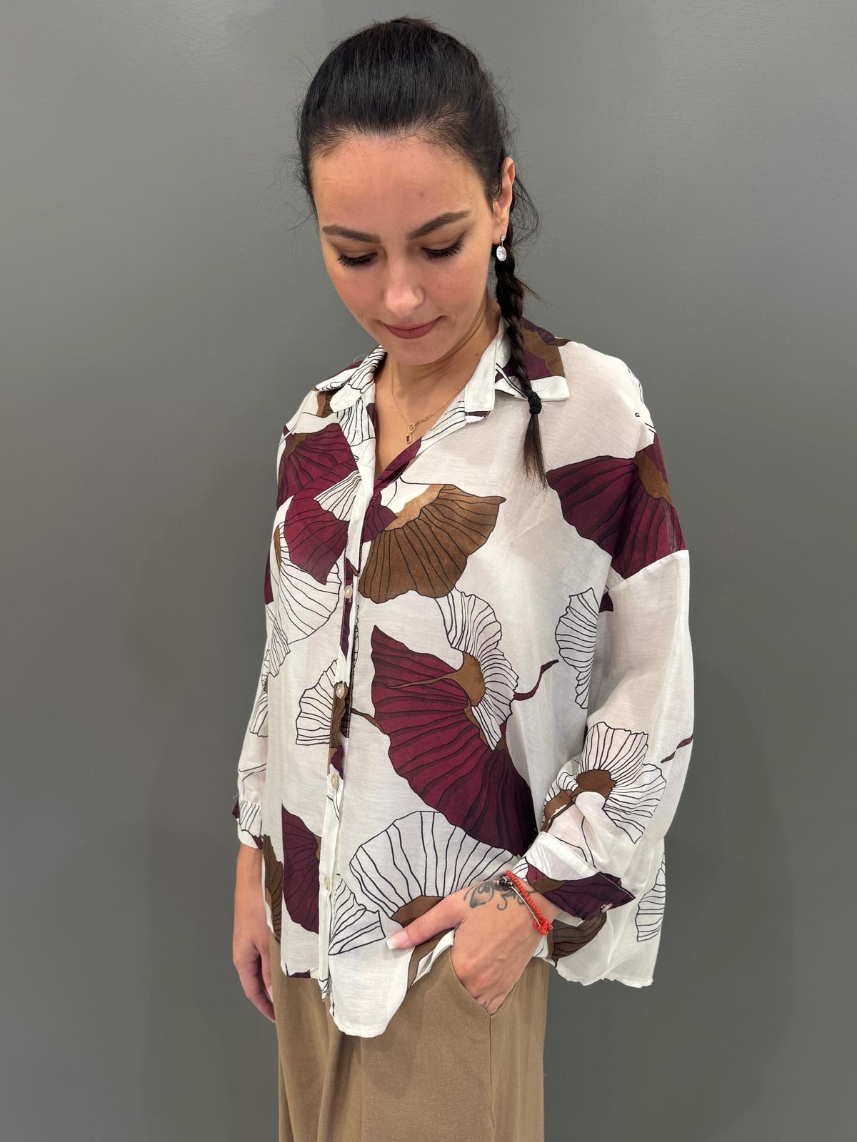 Camicia stampatai in mussola CC361-25 BU REALI 