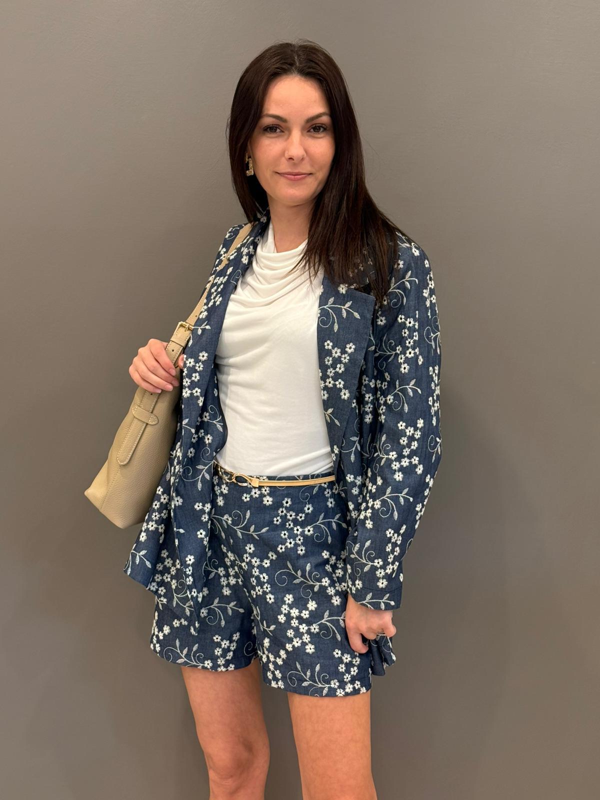 Giacca tela denim con ricami OMGC392 DE CRISTINA GAVIOLI 