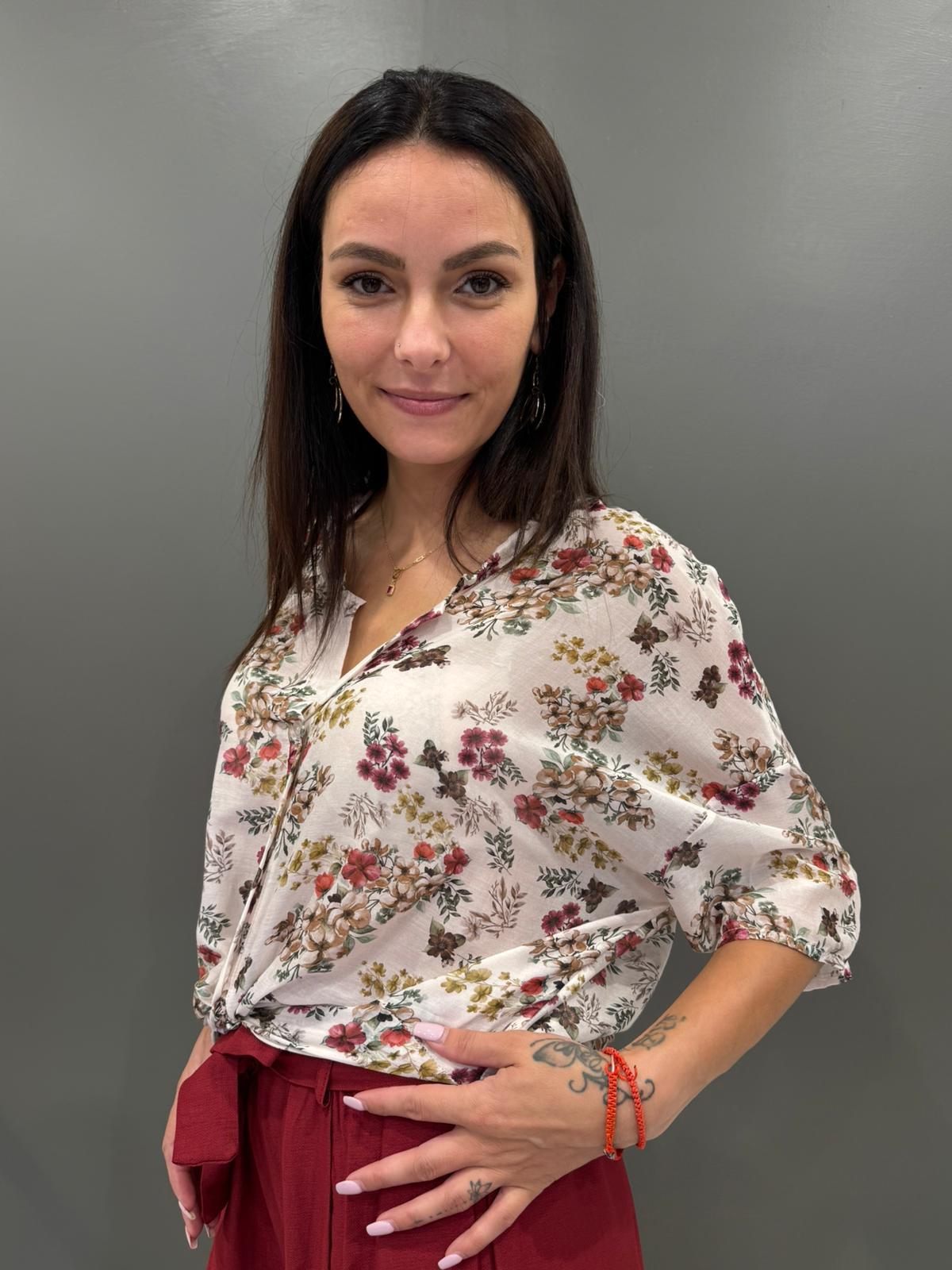 Camicia over in cotone e seta con stampa 9691 OR REBECCA 