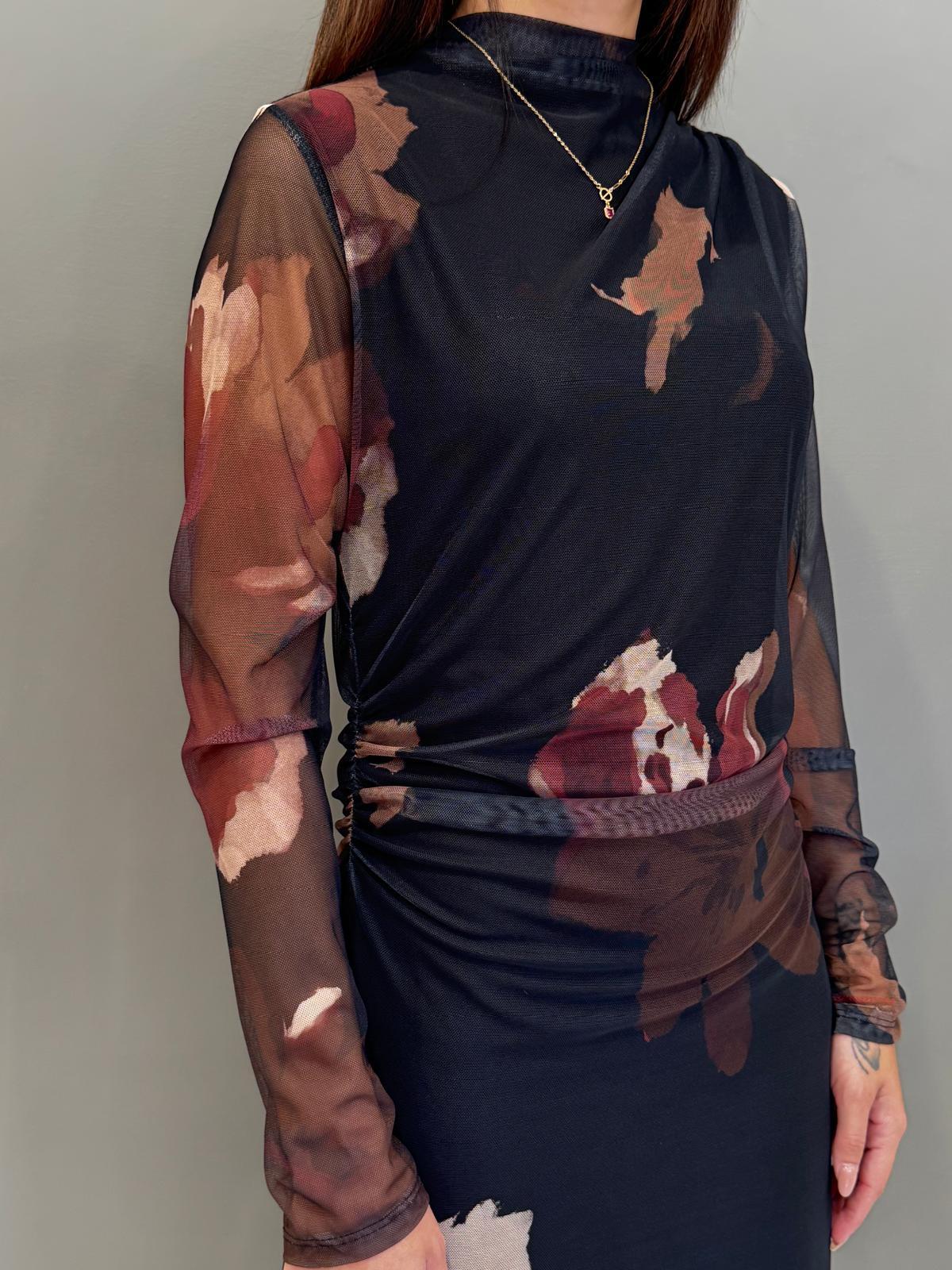 Abito lingo trasparente con fiori 19616FTULL NE CRISTINA GAVIOLI 