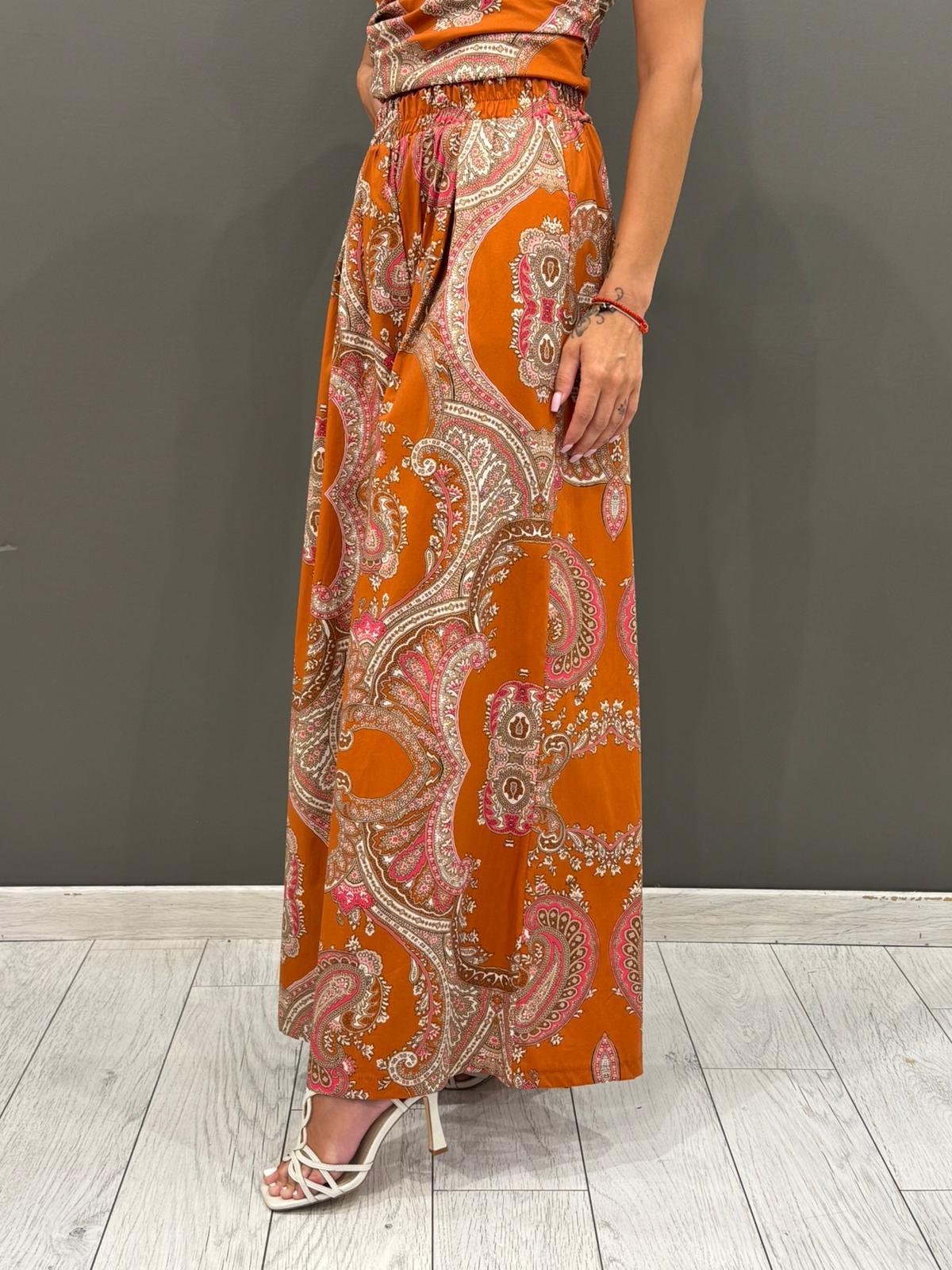 Pantalone palazzo stampa cachemire