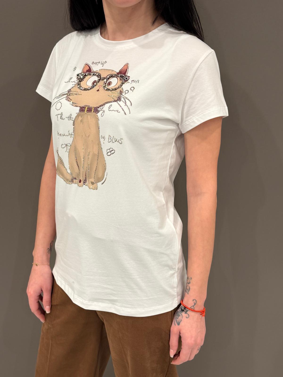 T-shirt stampa gatto MK236 BE REALI 