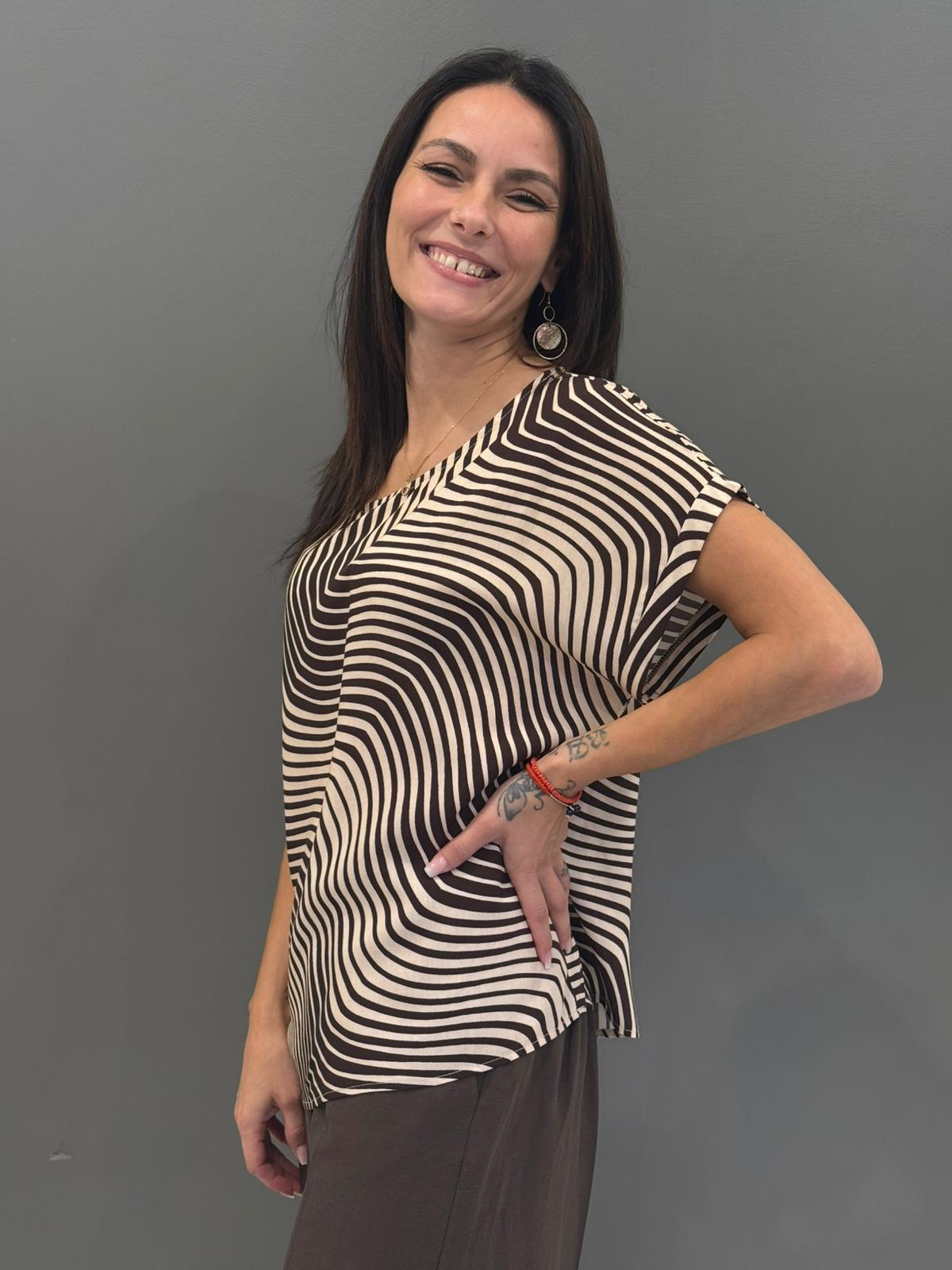 Blusa in viscosa stampa optical CC569-25 MO REALI 