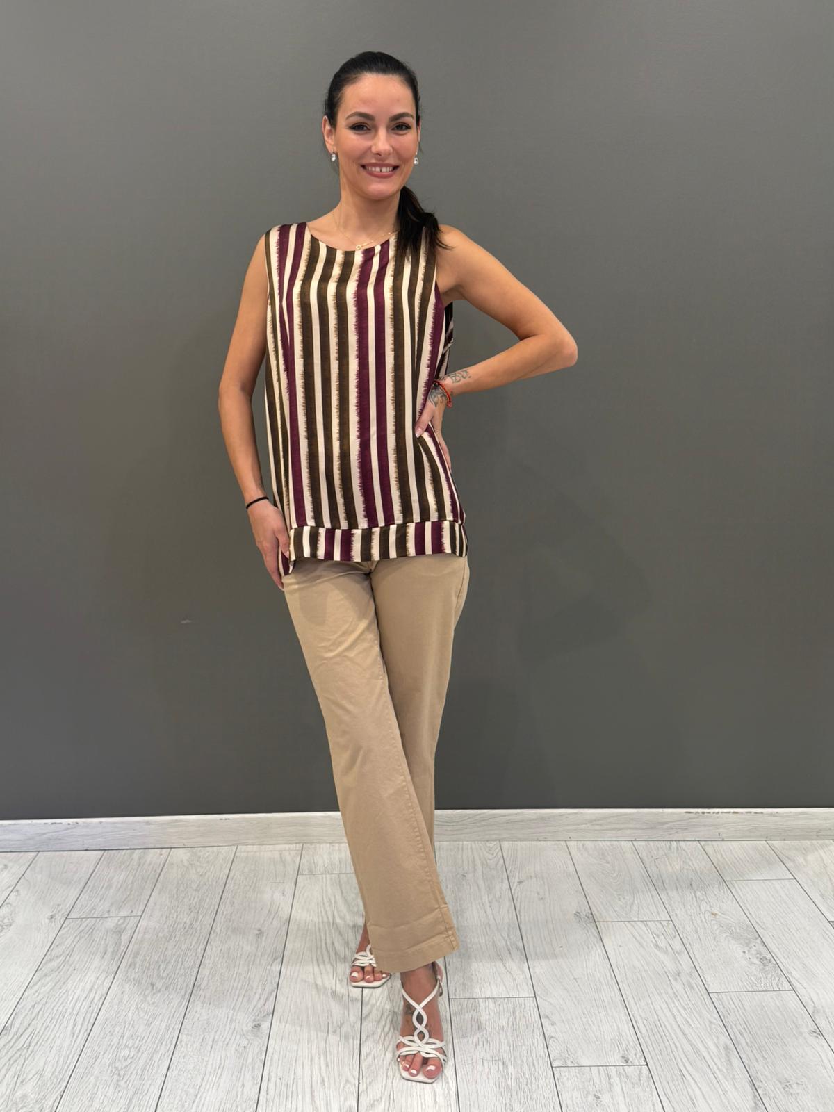 top rigato smanicato 19073 AM REBECCA 