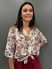 Camicia over in cotone e seta con stampa 9691 OR REBECCA 