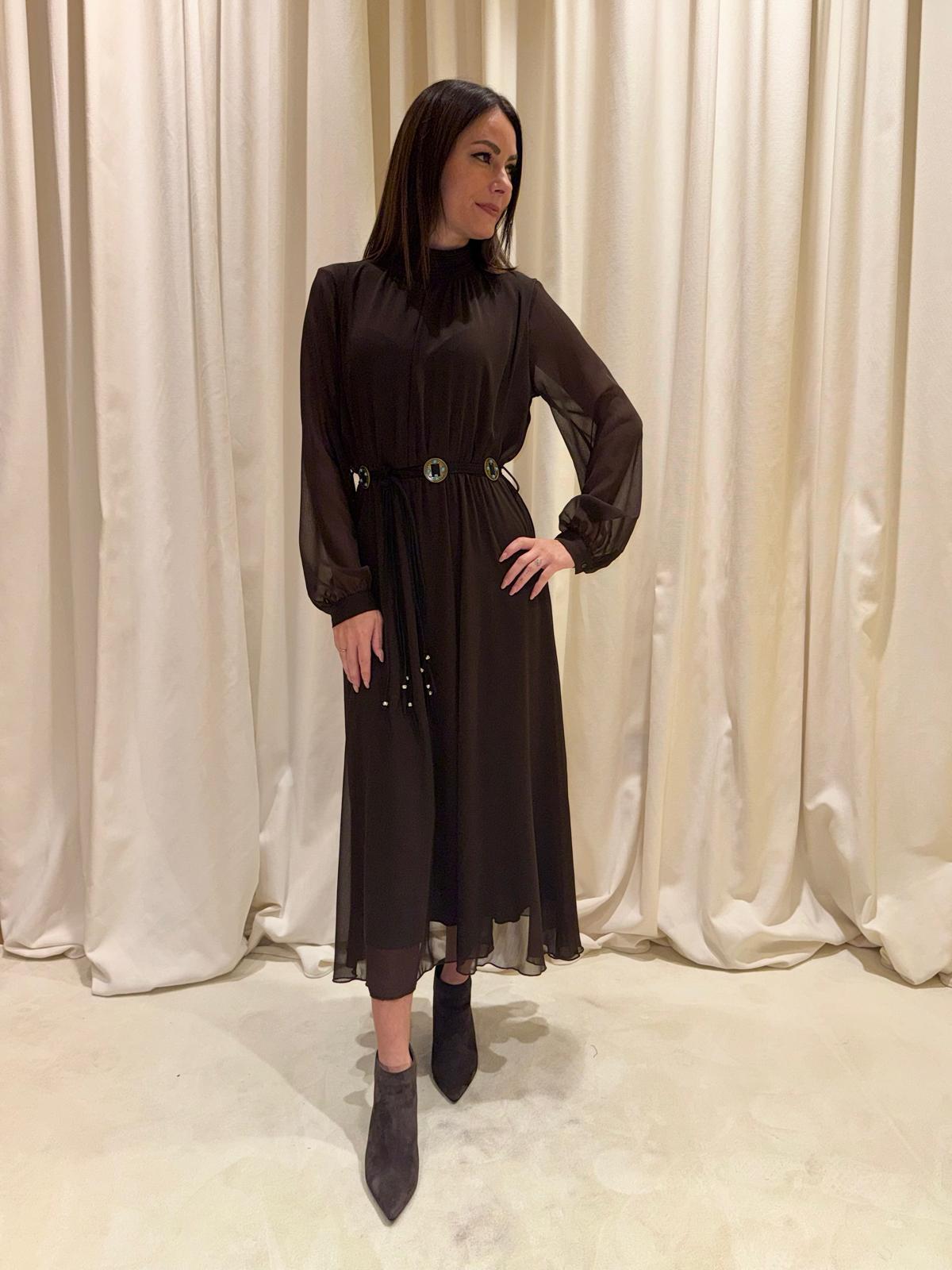 Abito geogettr midi con cintura A10151ATA MO TENSIONE IN 