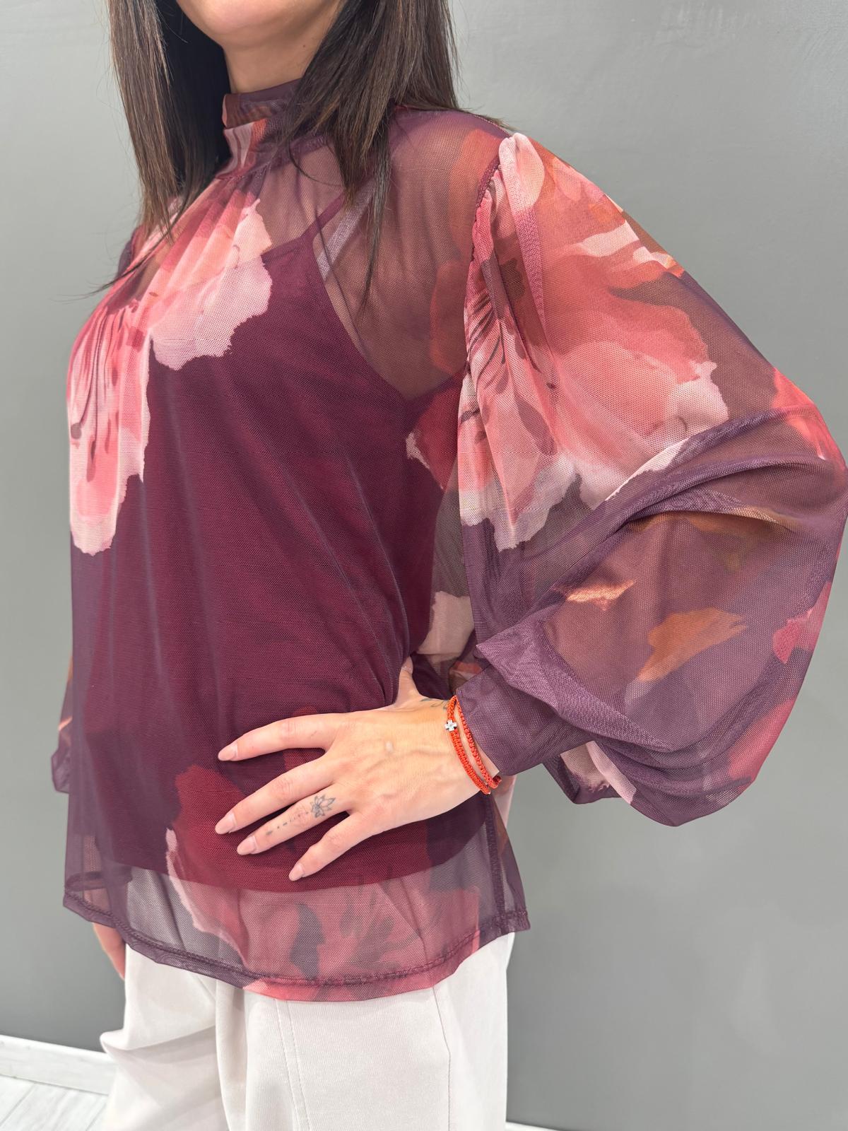 Blusa in tulle fantasia con top 19622FTULL2 BOBE CRISTINA GAVIOLI 