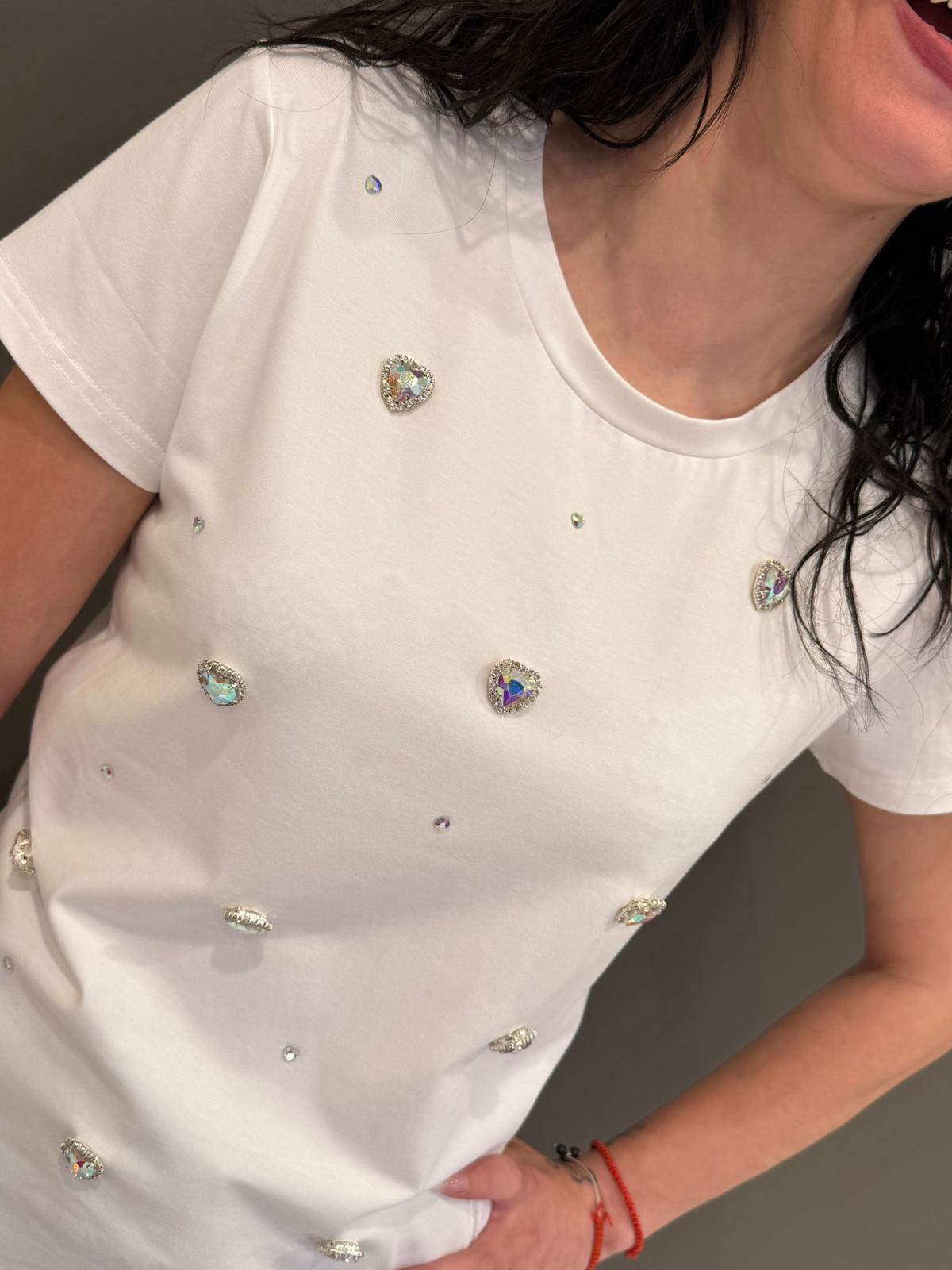 t-shirt applicaz.gioiello 30100 BI CRISTINA GAVIOLI 