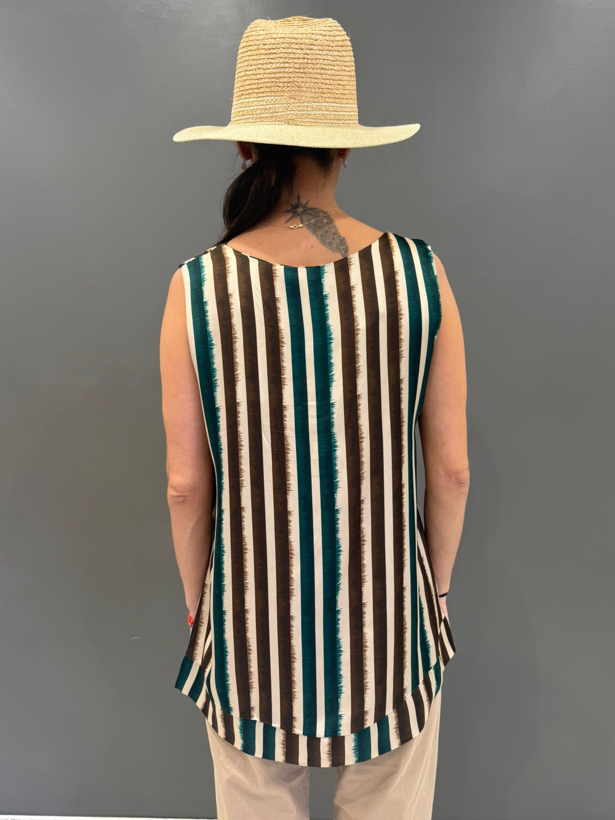 top rigato smanicato 19073 PE REBECCA 