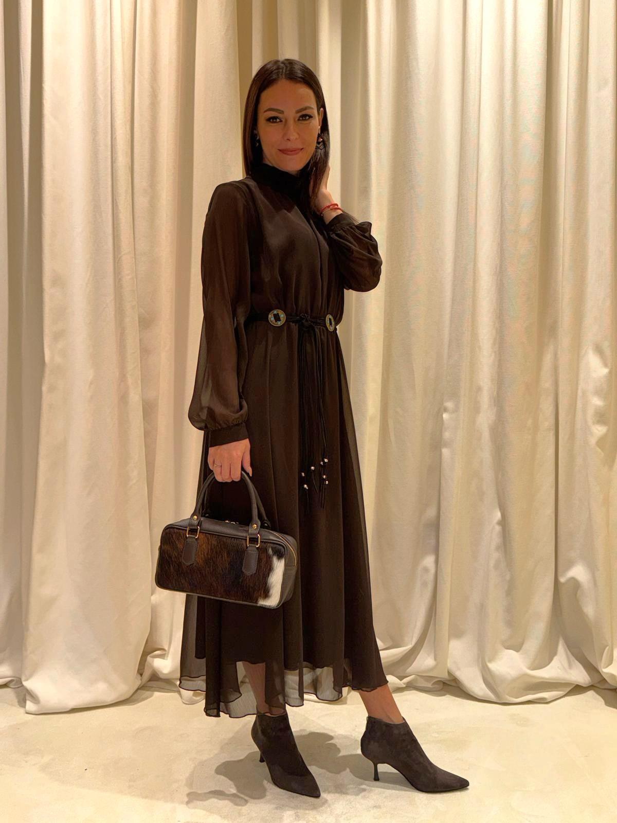 Abito geogettr midi con cintura A10151ATA MO TENSIONE IN 