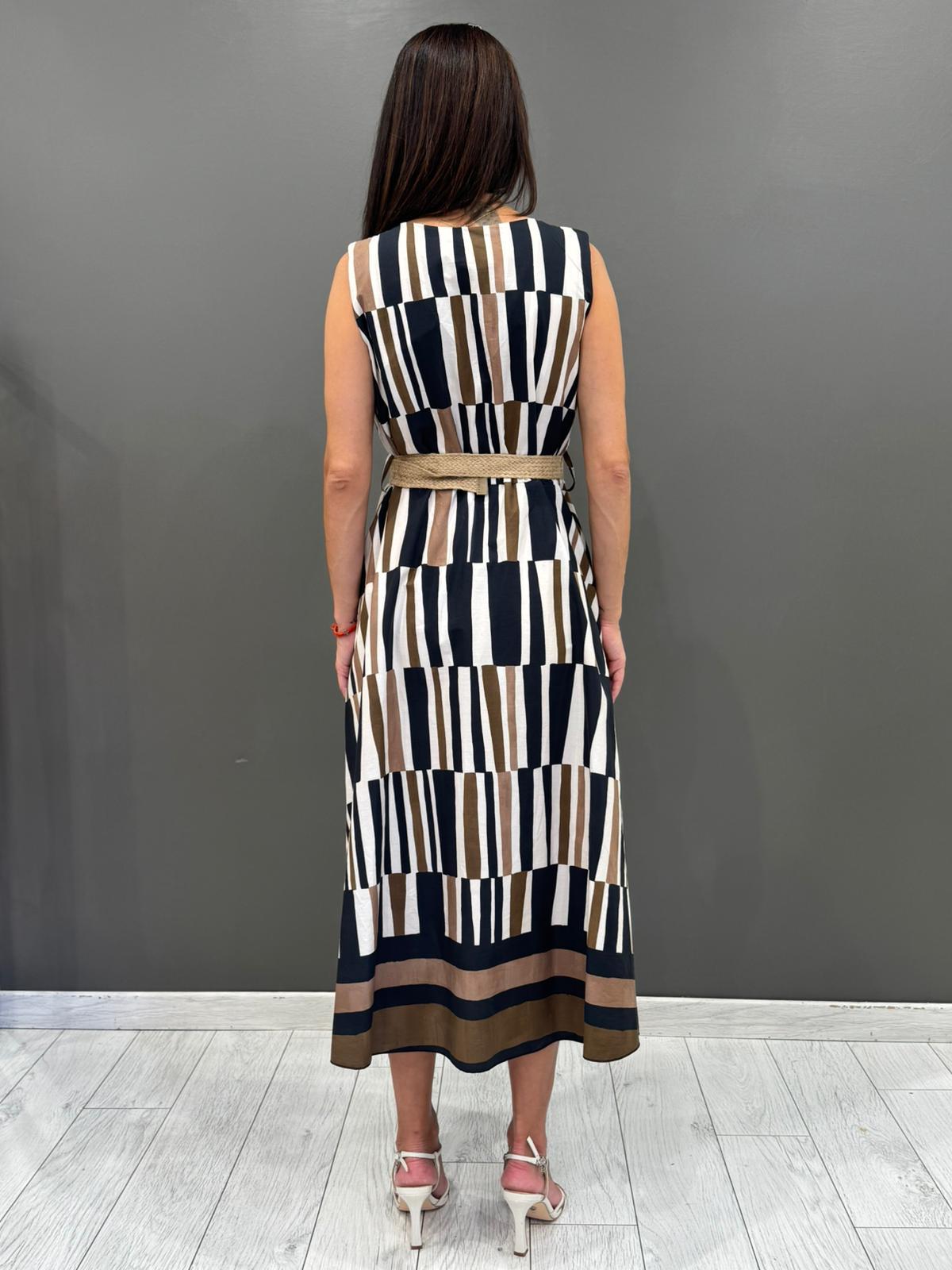 Abito longuette stama geometrica L3828 NE REBECCA 
