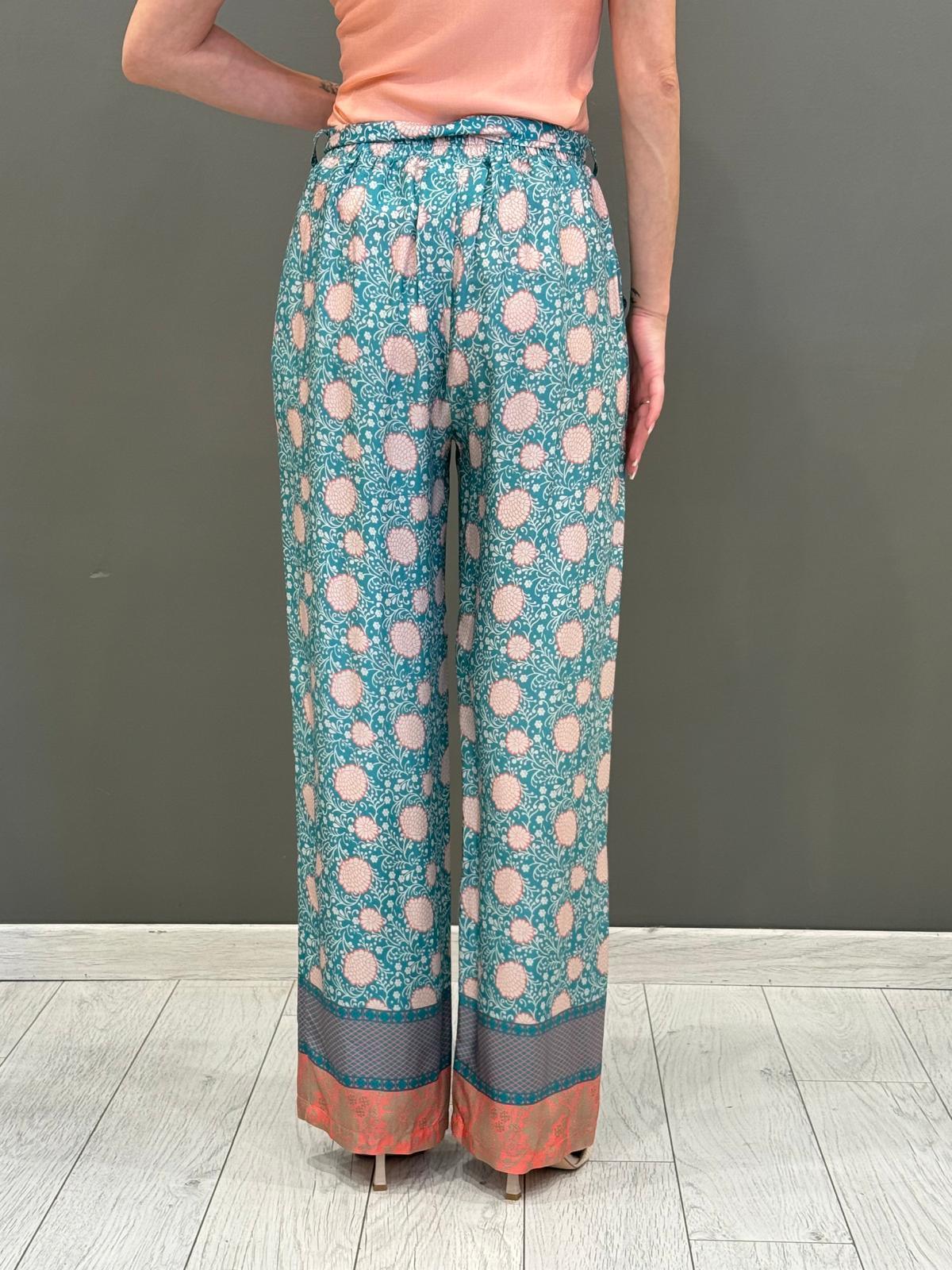 Pantaloni a palazzo fantasia con cintura 25621 V2 WU'SIDE 
