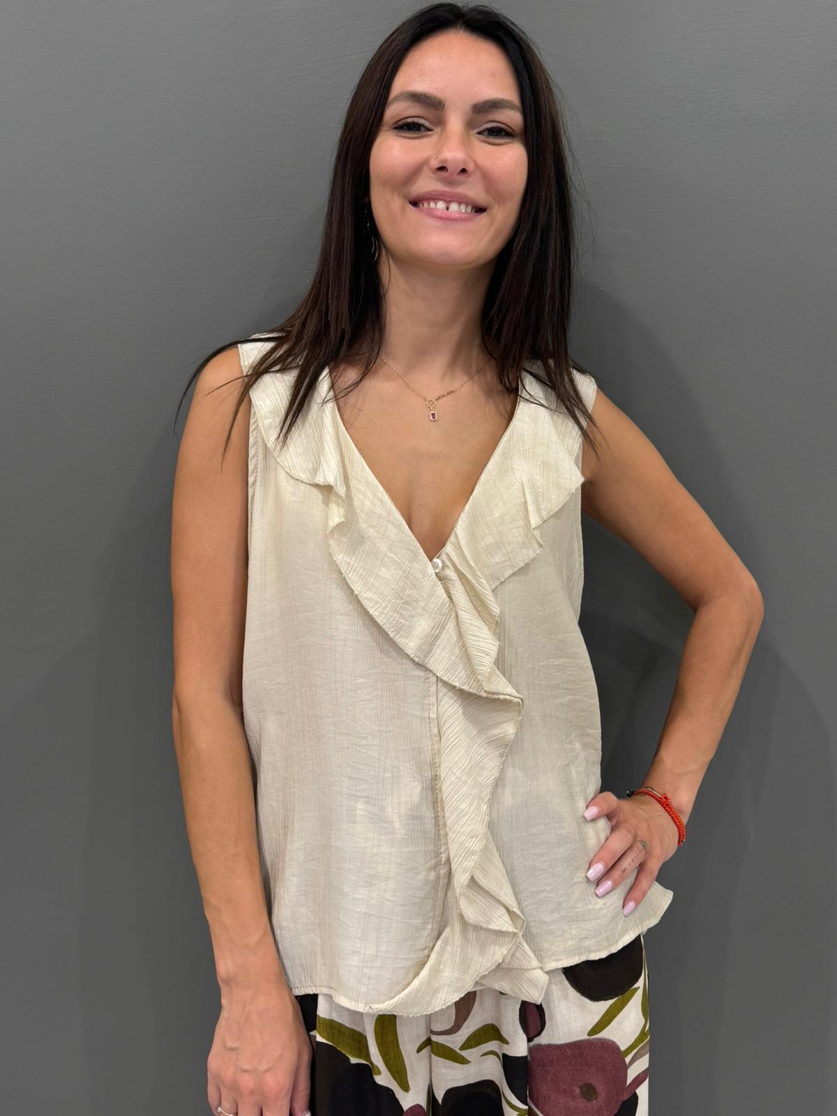 Top smanicato con volant frontale 19101-160 NO REBECCA 