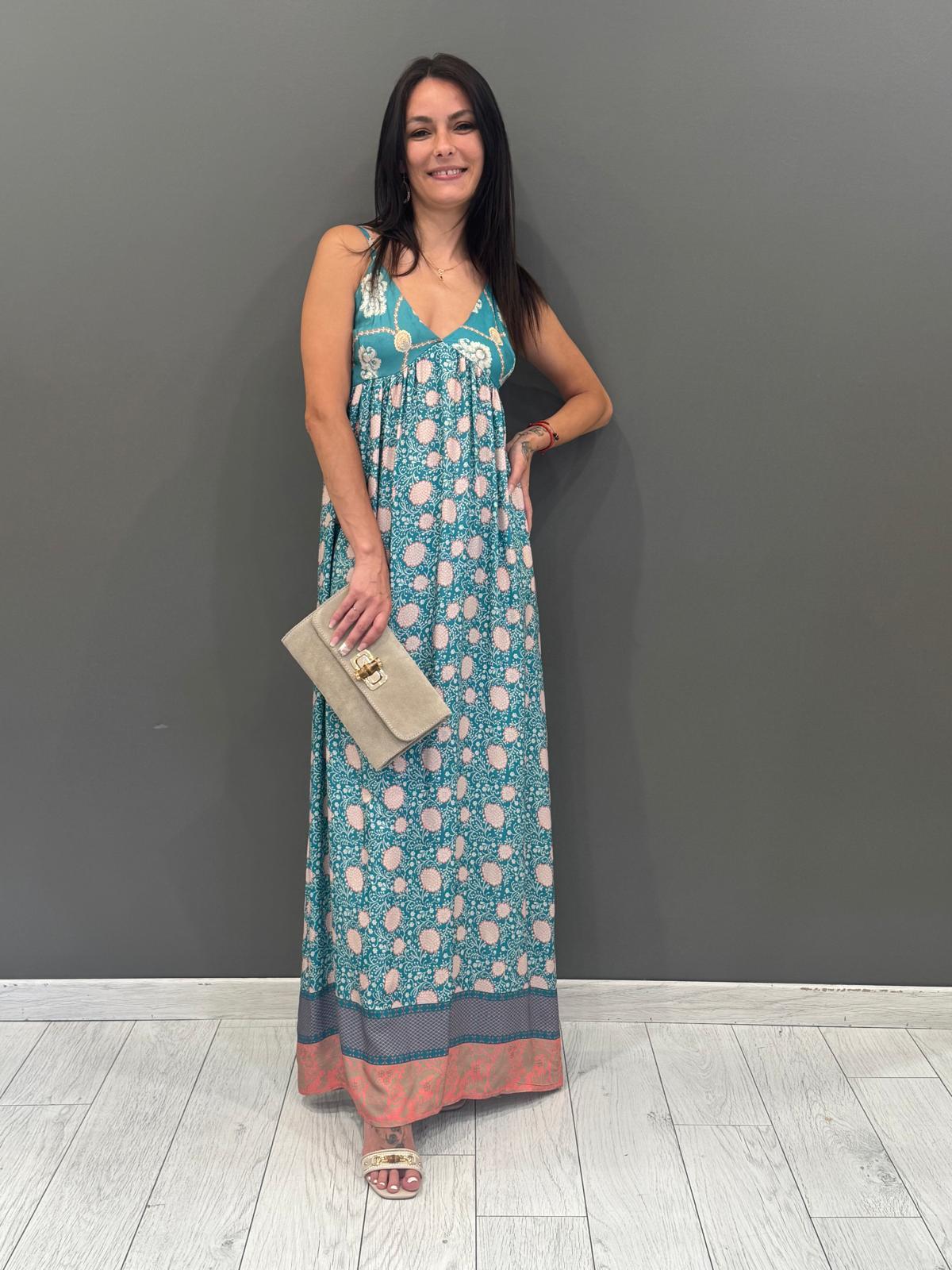 Abito lungo fantasia con spallina 25527 V2 WU'SIDE 