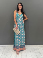 Abito lungo fantasia con spallina 25527 V2 WU'SIDE 