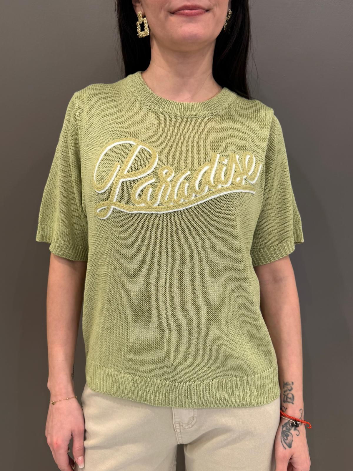 Maglia girocollo con stampa paradise VS087 VE REBECCA 