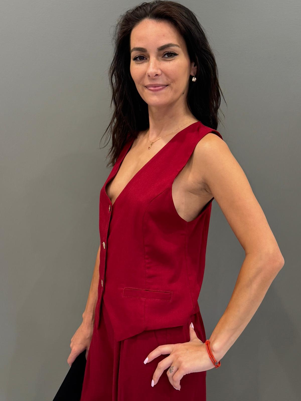 Gilet sartoriale in lino e viscosa