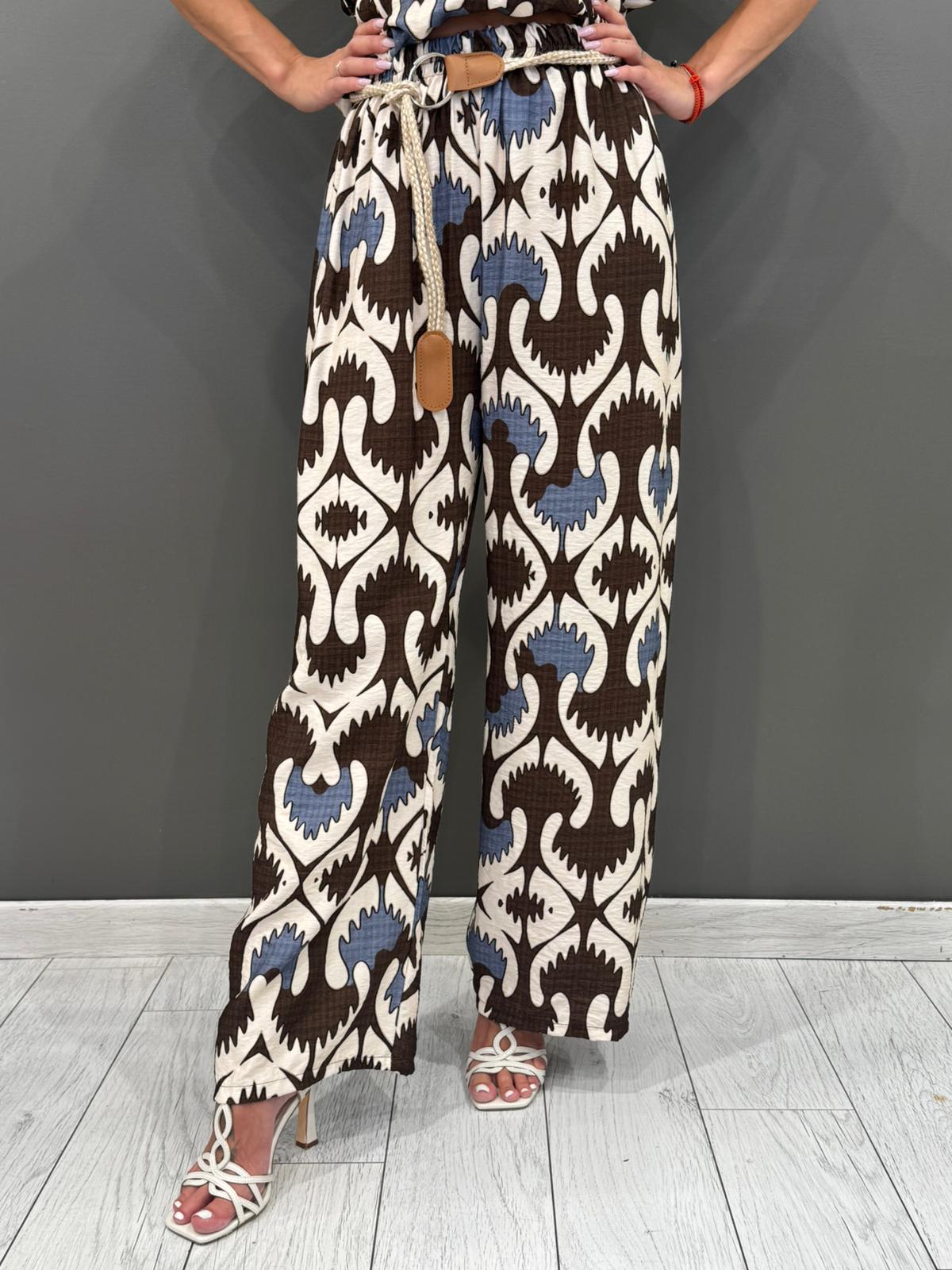Completo fantasia con cintura in tessuto  Blusa e pantalone 19092-89 DEMO REBECCA 