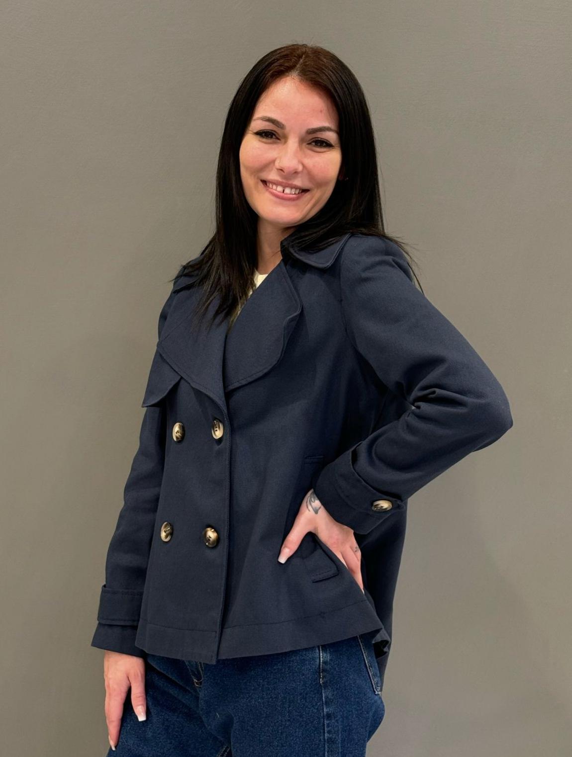 giacca doppio petto cotone 125012V1 BL CRISTINA GAVIOLI 