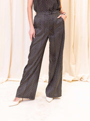 Pantaloni twill stampato pois