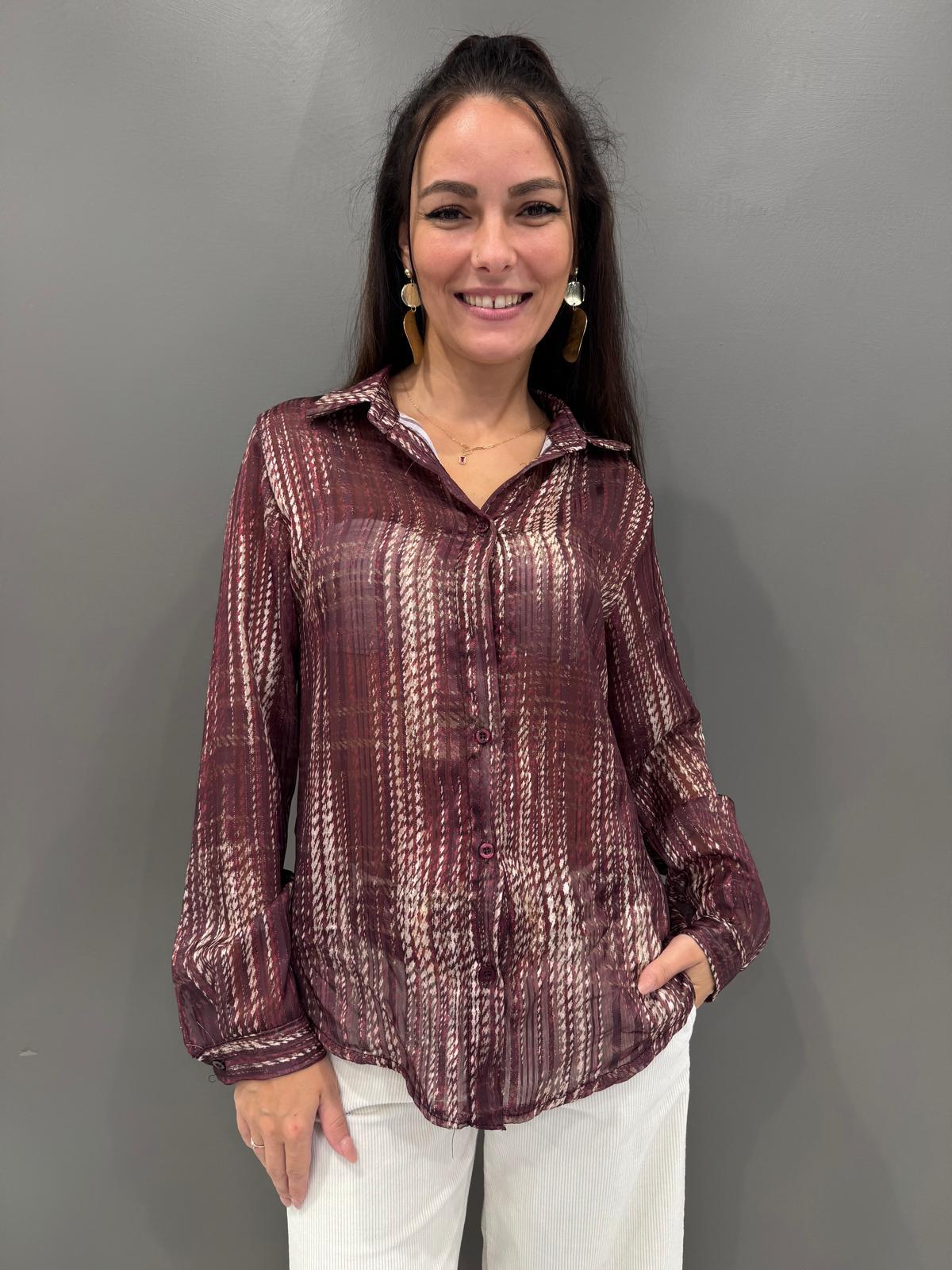 Camicia donna con lurex fantasia 3957-24 BO REBECCA 