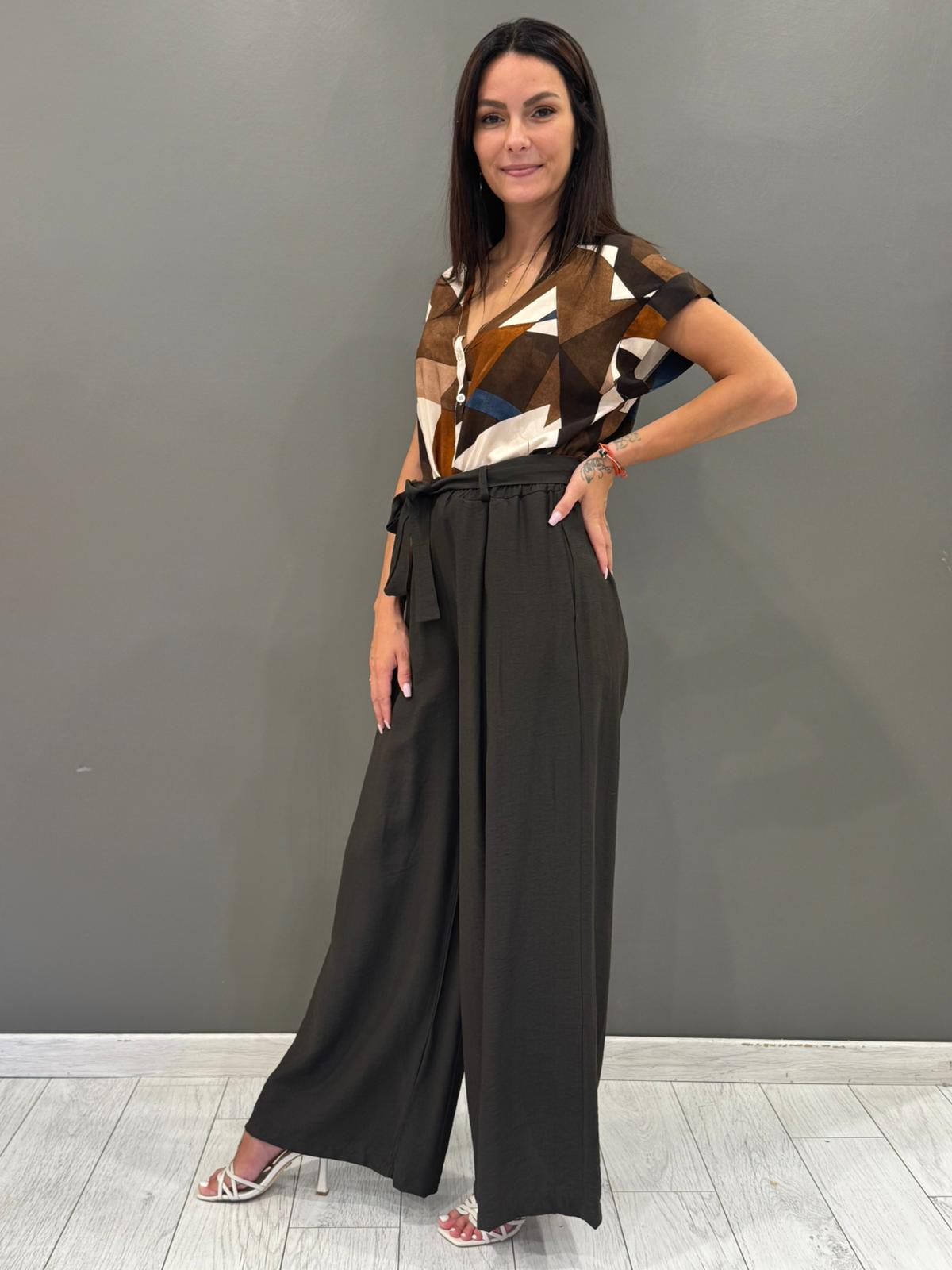 Pantalone palazzo  con cintura in vita 18839-05 MO REBECCA 