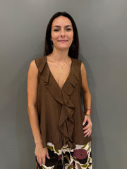 Top smanicato con volant frontale 19101-160 TA REBECCA 