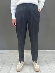 Pantalone gessato grigio 20508 U CRISTINA GAVIOLI 