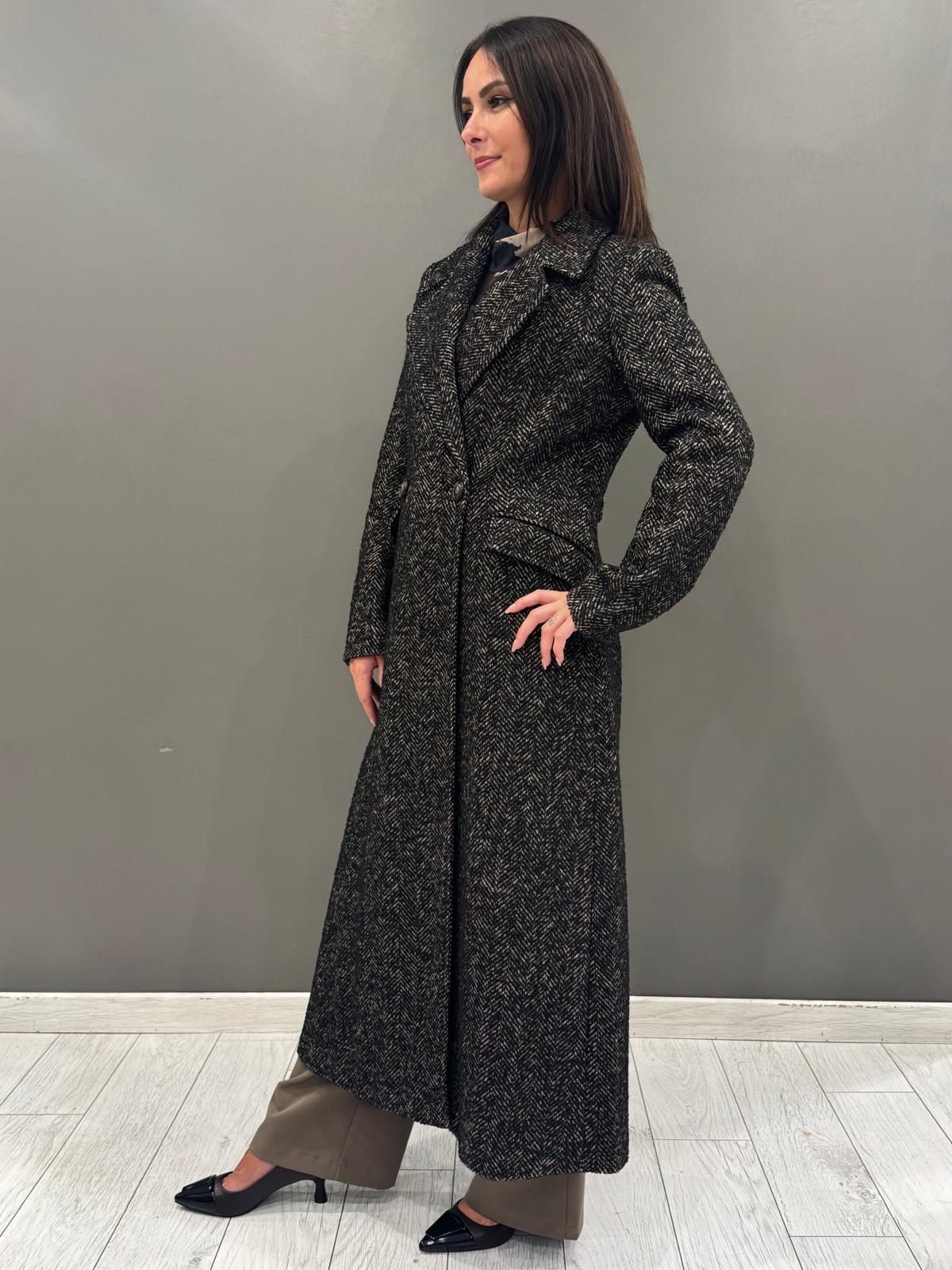 Cappotto lungo spigato 20475 U CRISTINA GAVIOLI 