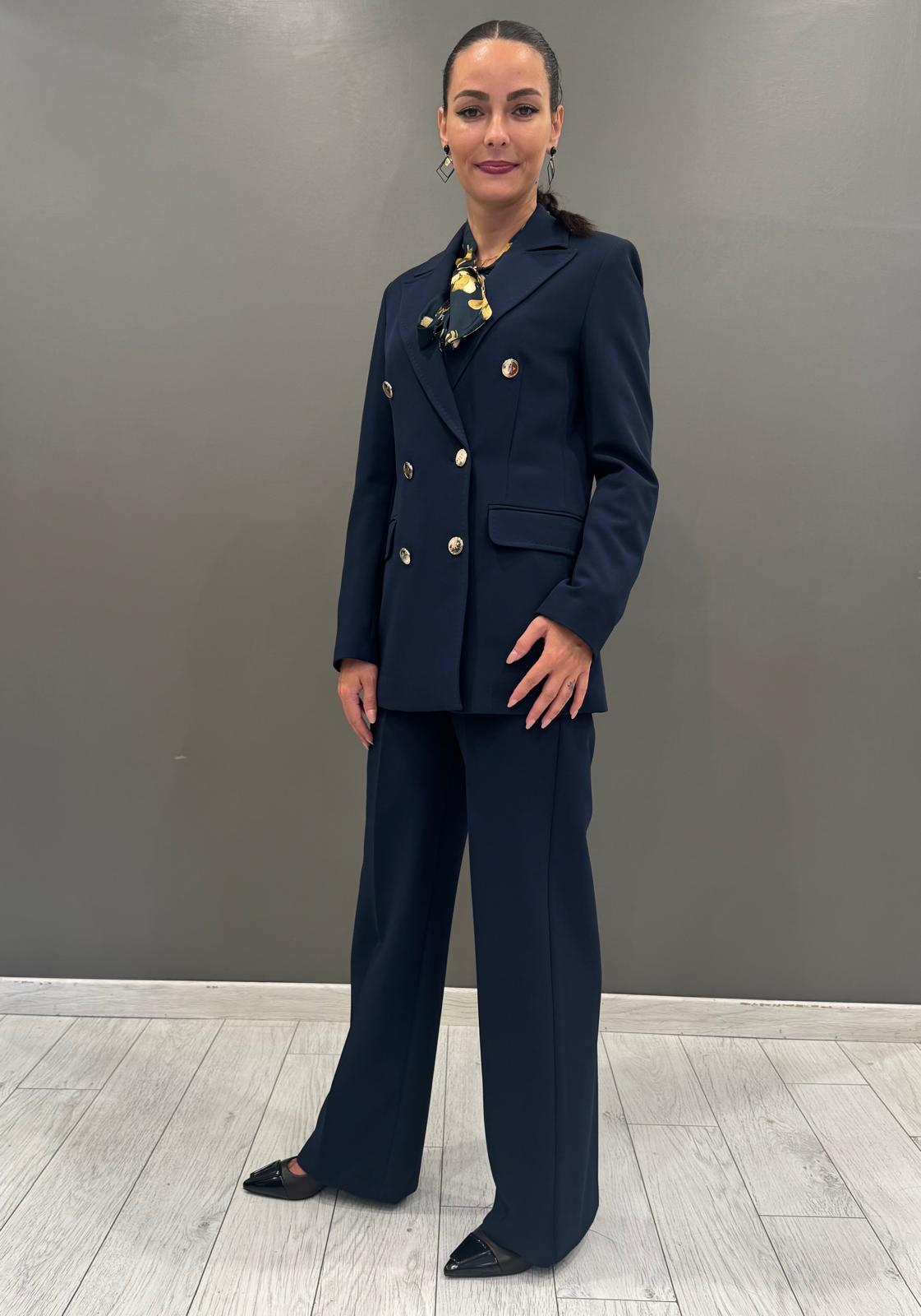 tailleur sartoriale con bottoni oro 20434 BL CRISTINA GAVIOLI 