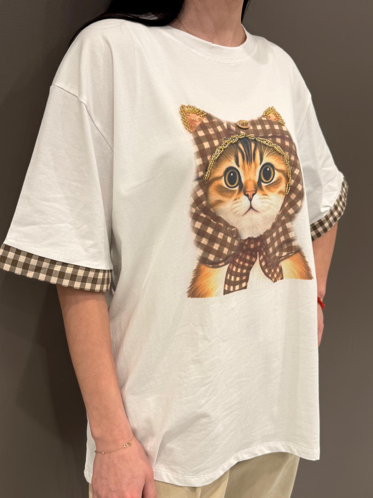 T-shirt stampa gatto FX706 BI REALI 