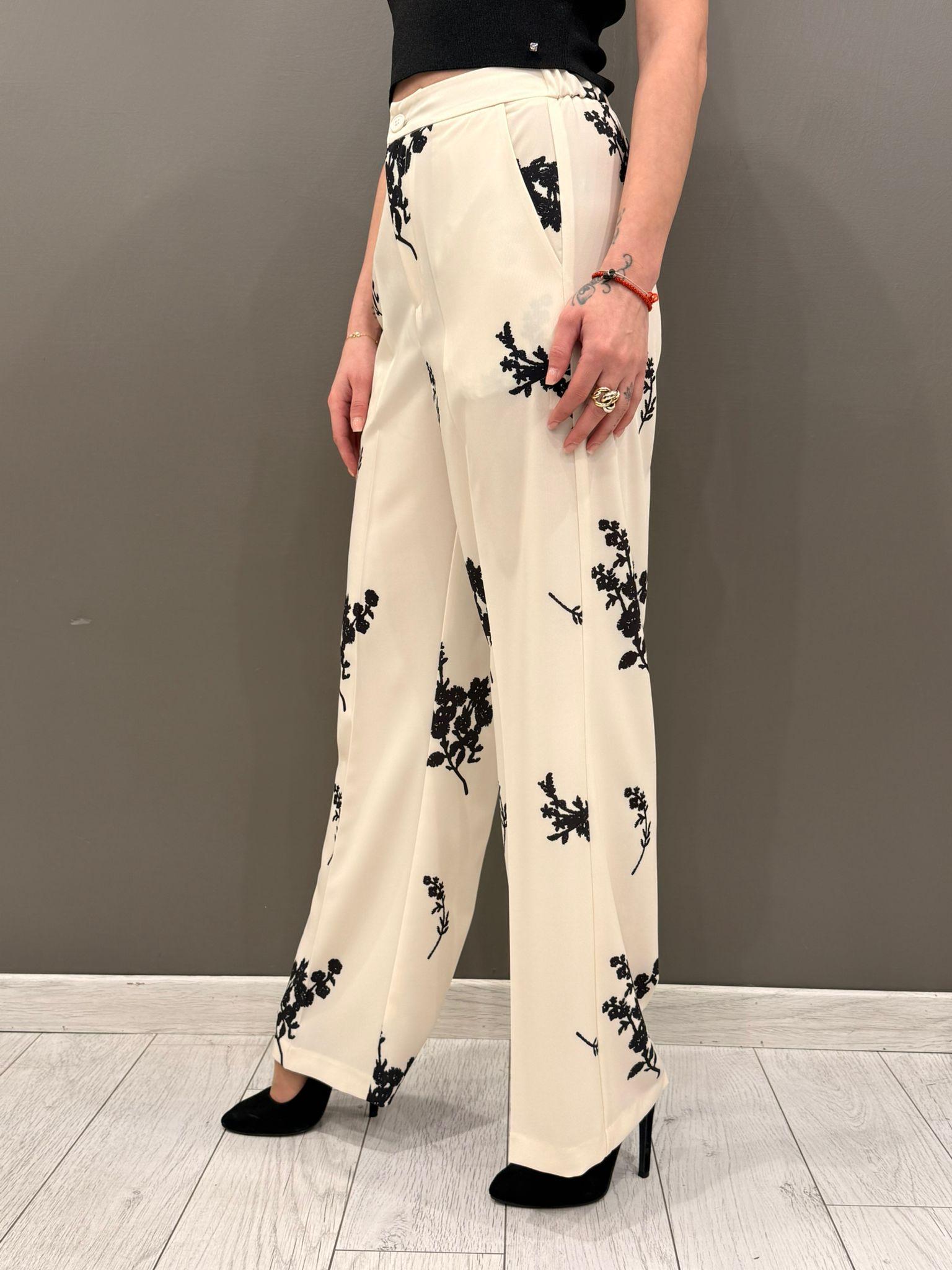 Pantaloni palazzo stampa floreale 31719 106 CRISTINA GAVIOLI 