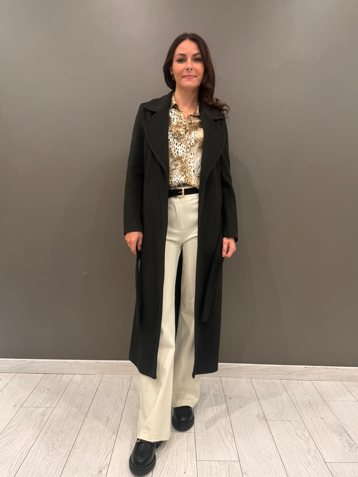 Cappotto lungo con cintura 20456 NE CRISTINA GAVIOLI 