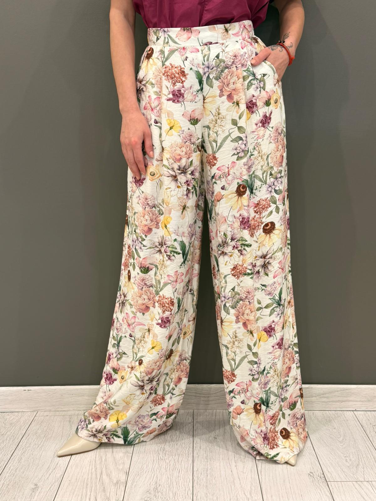 Pantaloni wide stampa floreale CIV23825 PA CRISTINA GAVIOLI 