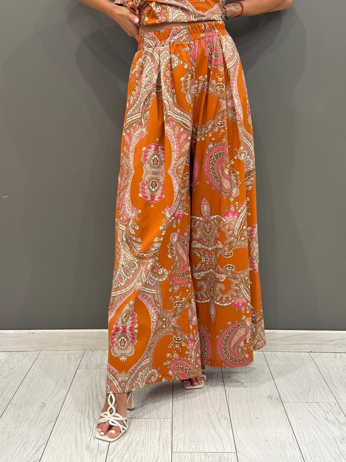 Pantalone palazzo stampa cachemire