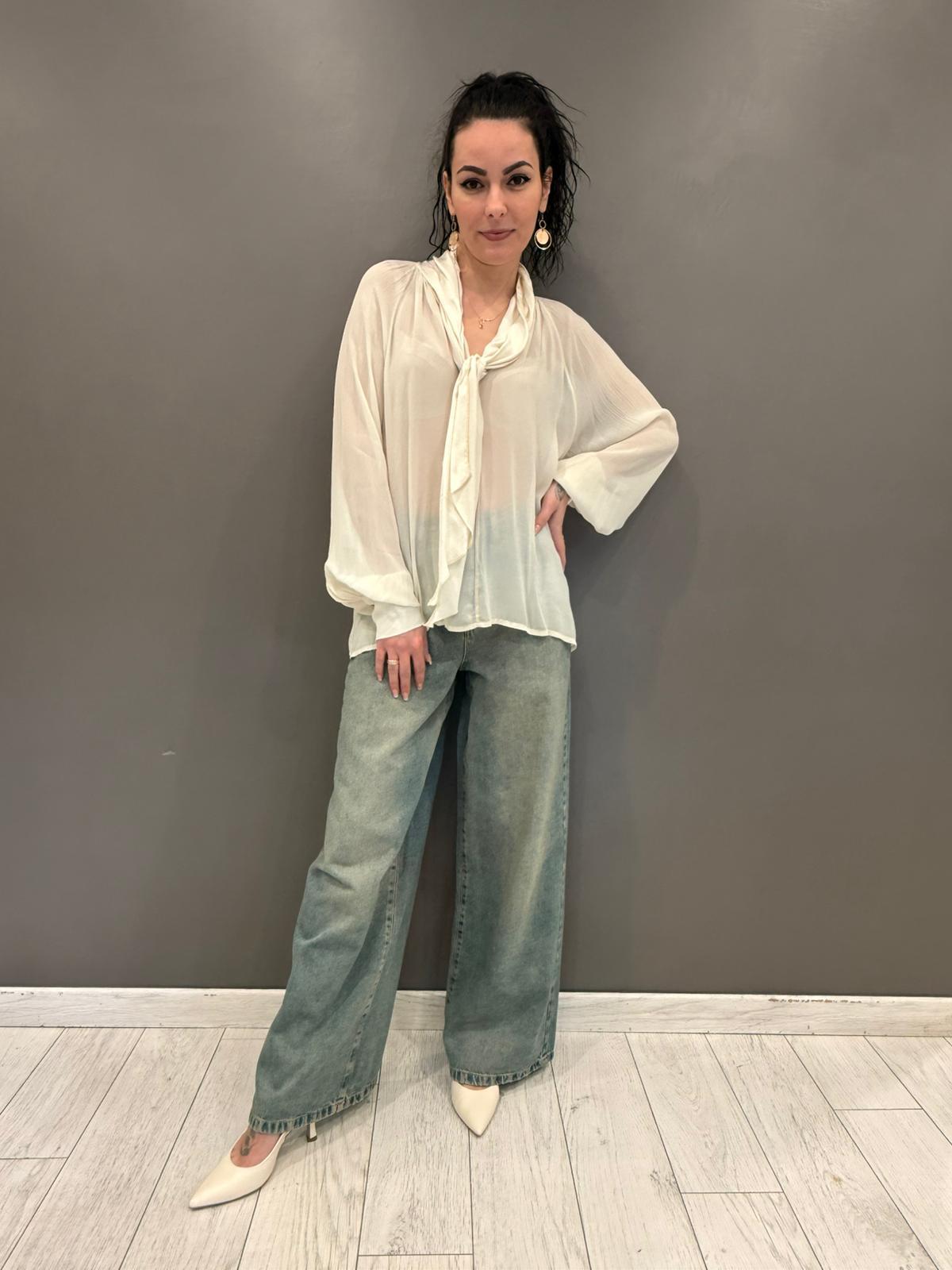 Casacca con fiocco E661B BU CRISTINA GAVIOLI 