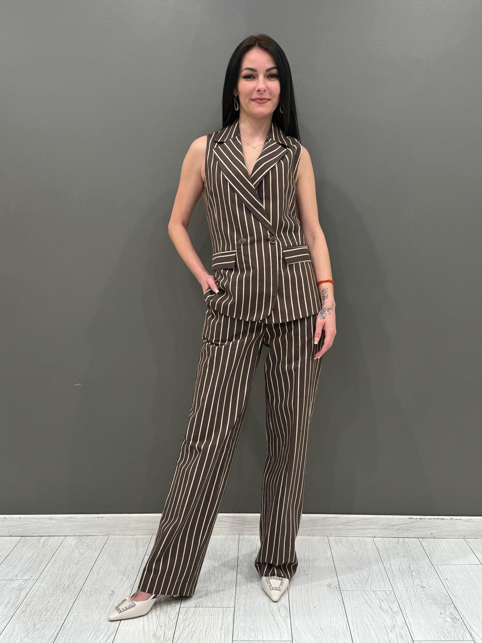 giacca smanicata riga lurex D6078 MO CRISTINA GAVIOLI 