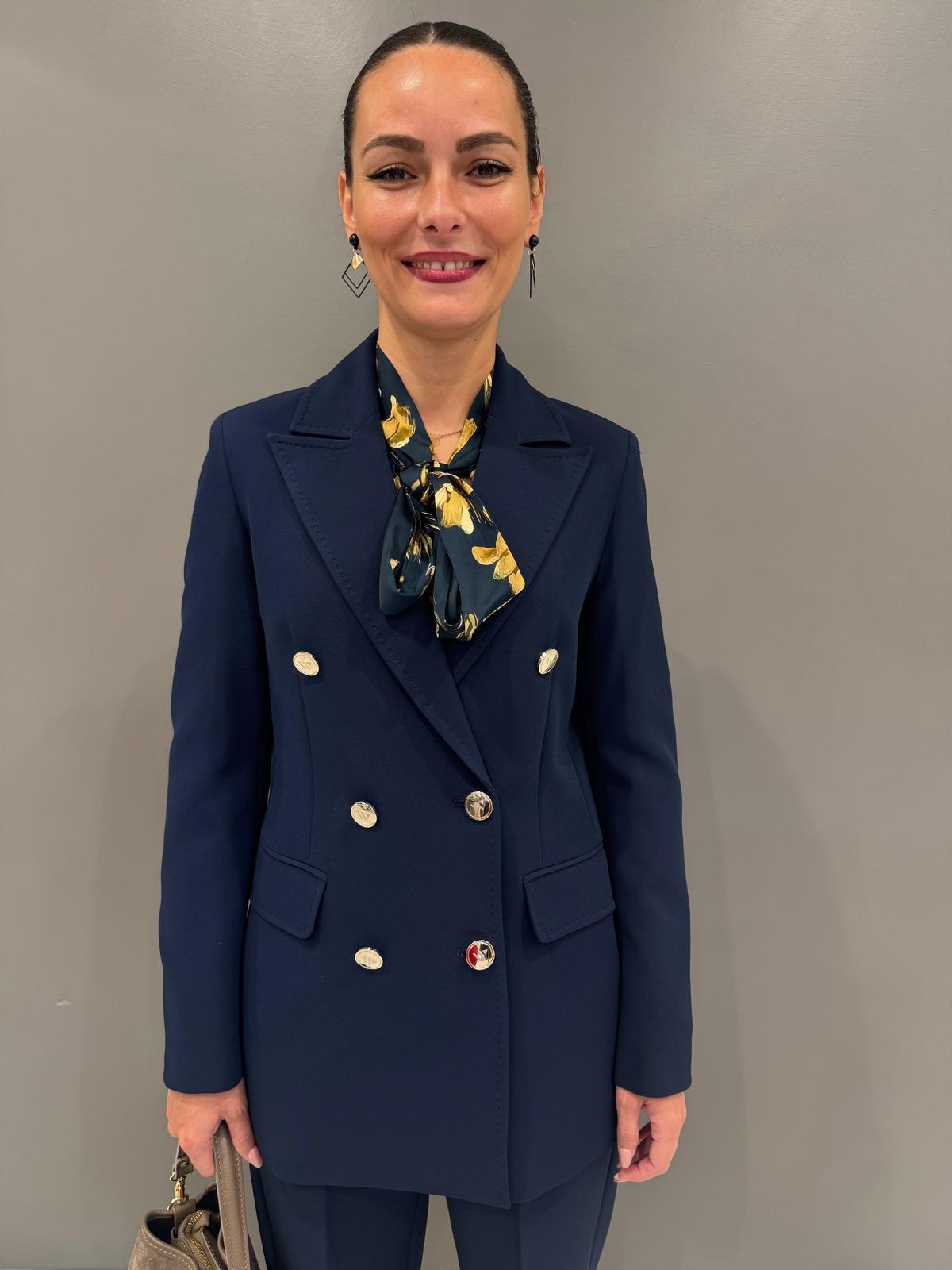 tailleur sartoriale con bottoni oro 20434 BL CRISTINA GAVIOLI 