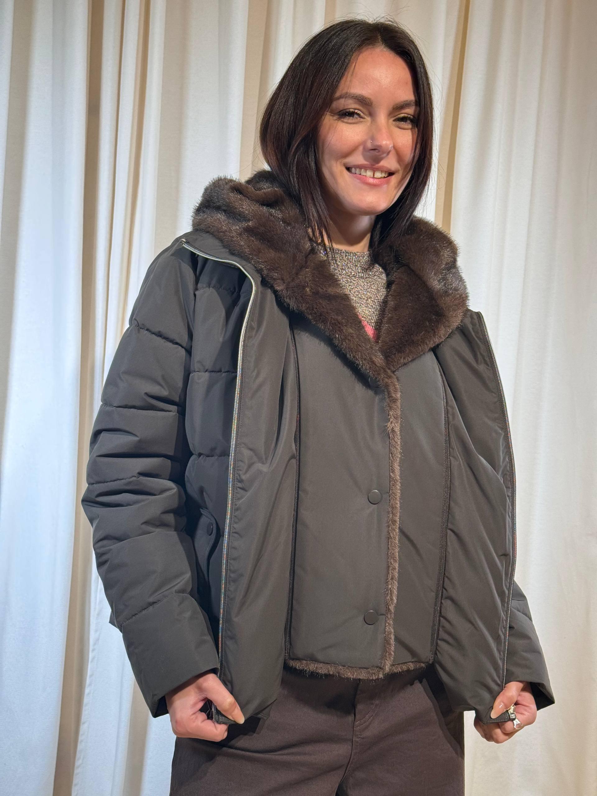 Piumino corto con interno pelliccia eco RETORE 003 EMME MARELLA 