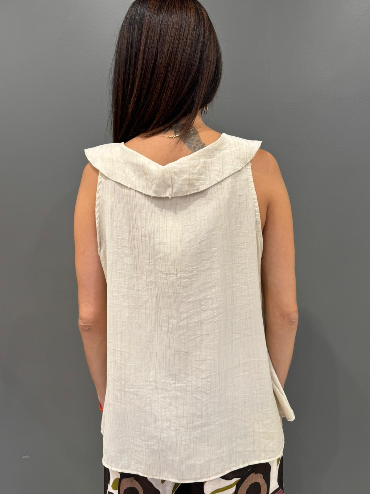 Top smanicato con volant frontale 19101-160 NO REBECCA 