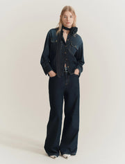 Camicia denim con fiore