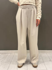 Pantalone vita alta wide con cintura P0395 BE REBECCA 