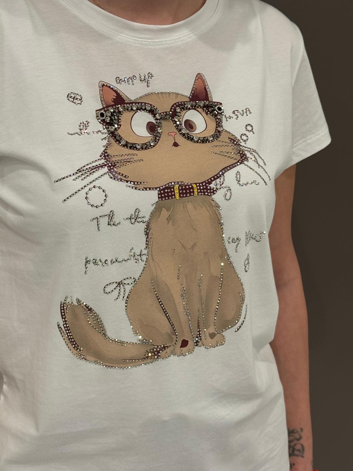 T-shirt stampa gatto MK236 BE REALI 