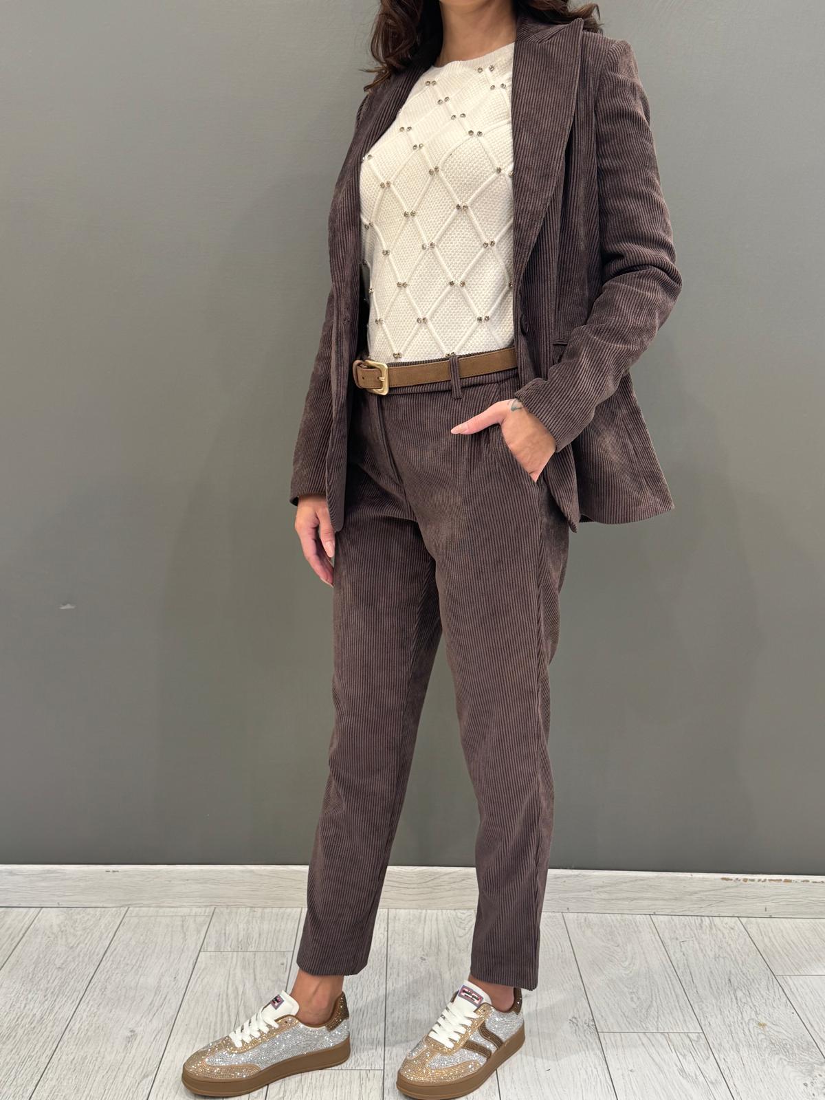 tailleur monopetto velluto a coste 20413 MO CRISTINA GAVIOLI 