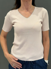 Maglia manica corta con strass a v