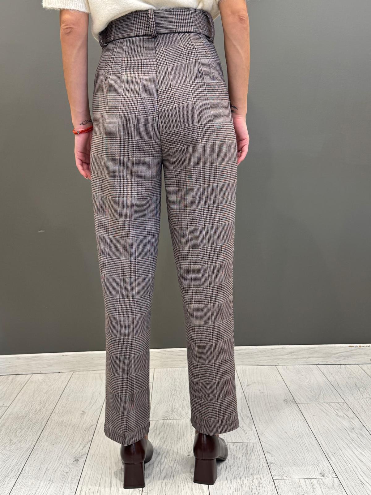 Pantaloni principe di galles con cintura L5718 BE REBECCA 