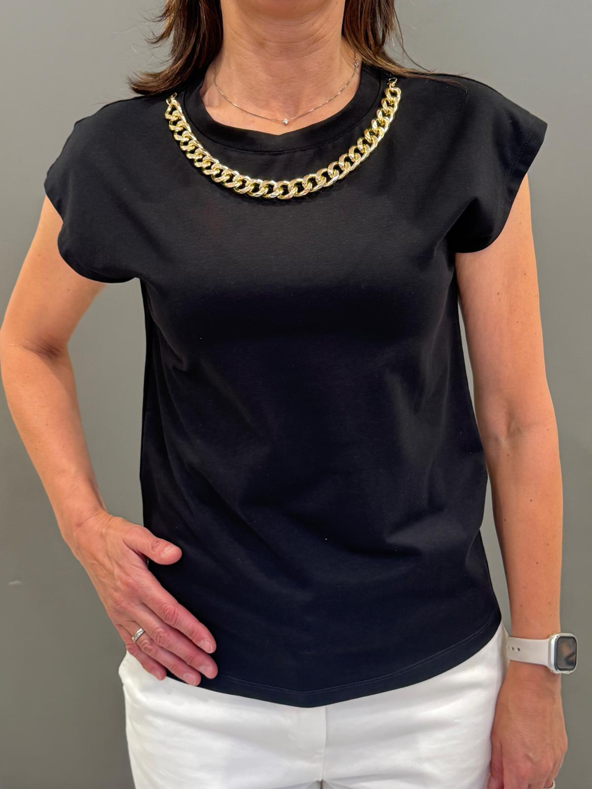 t-shirt smanicata catena oro 30107 NE CRISTINA GAVIOLI 