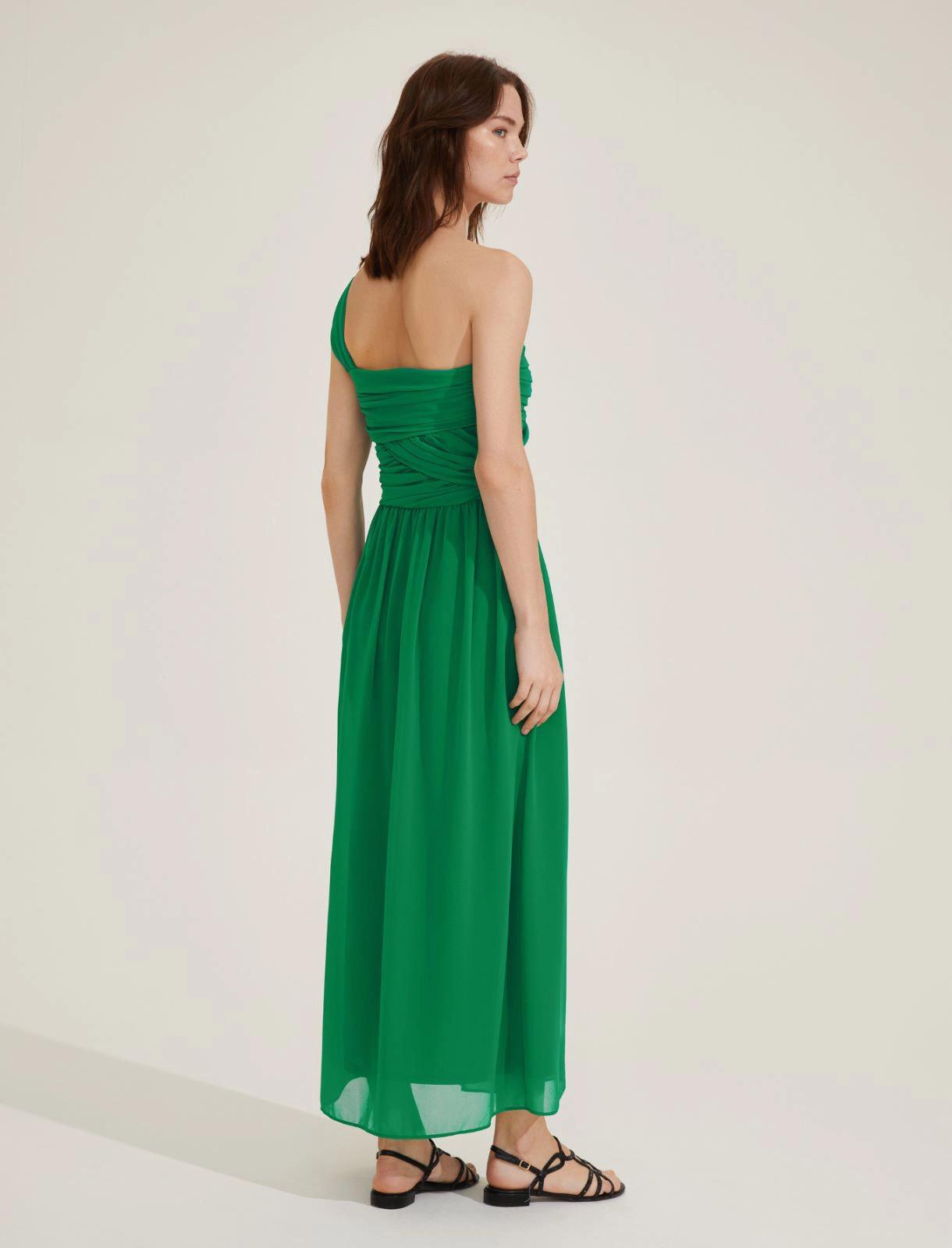 Abito in  georgette con arricci monospalla