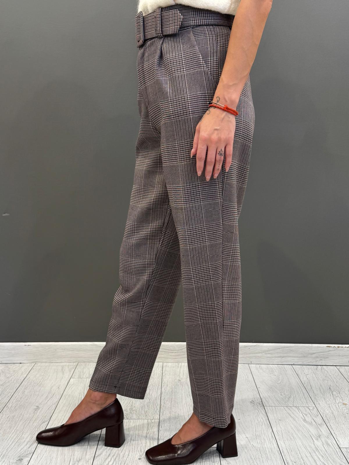 Pantaloni principe di galles con cintura L5718 BE REBECCA 