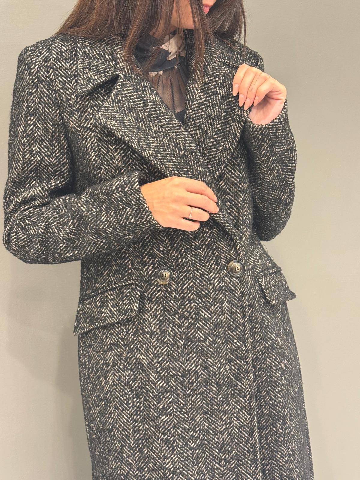 Cappotto lungo spigato 20475 U CRISTINA GAVIOLI 